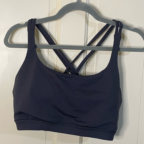 Women's Gray Lululemon Double Criss Cross Back Ribbed Sports Bra Sz 14 Yoga - Picture 1 of 8